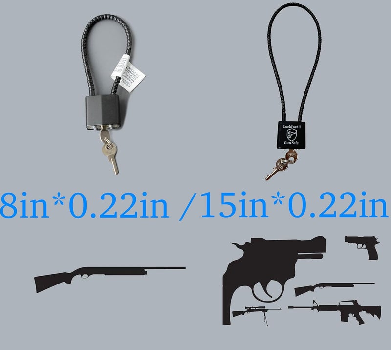 lockforall Cable Gun Locks with Keys Hunting Sports- Keyed Alike 15" Cable Gun Safe Lock CA DOJ Approved for Pistols, Handguns, Rifles, and Shotguns, Home, Storage Firearm Locking and Safety - Image 4